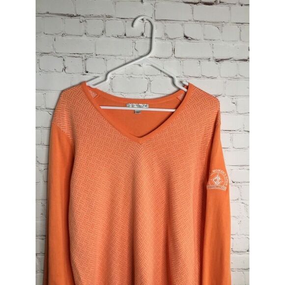 Cutter‎ & Buck Women’s XL Peache Orange Pullover V-neck Cotton Sweater - Picture 6 of 9